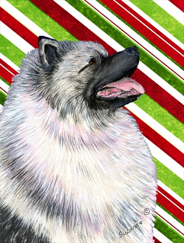 Picture of Carolines Treasures SS4557CHF 28 x 40 In. Keeshond Candy Cane Holiday Christmas Flag Canvas- House Size