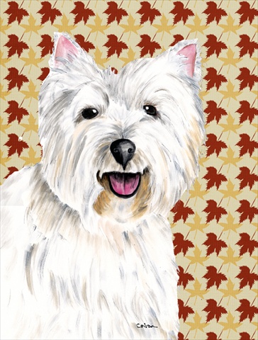 15 x 15 In. Westie Fall Leaves Portrait Flag, Garden Size