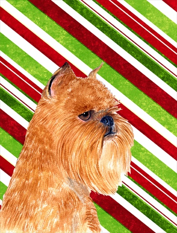 Picture of Carolines Treasures SS4563CHF 28 x 40 In. Brussels Griffon Candy Cane Holiday Christmas Flag Canvas- House Size