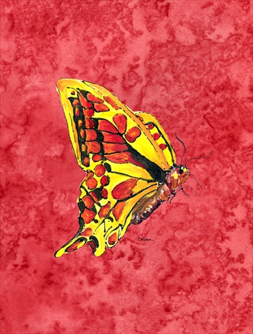 11 x 15 In. Butterfly On Red Flag, Garden Size