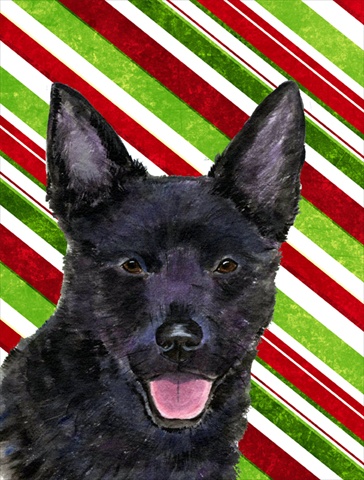 Australian Kelpie Candy Cane Holiday Christmas Flag Canvas- House Size