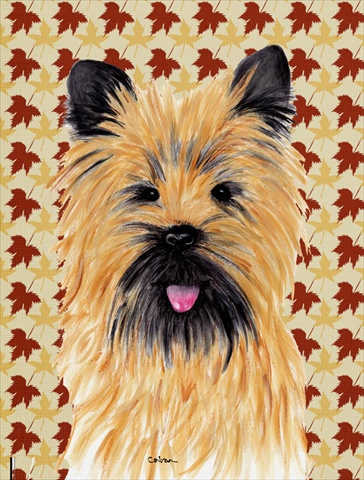 Cairn Terrier Fall Leaves Portrait Flag- Garden Size