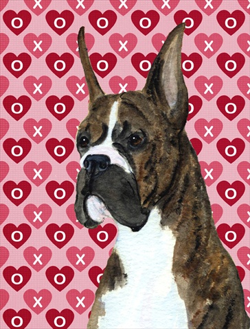 Boxer Hearts Love And Valentines Day Portrait Flag Canvas