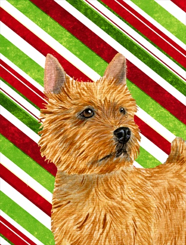 Norwich Terrier Candy Cane Holiday Christmas Flag Canvas- House Size
