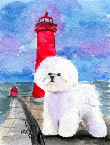 Picture of Carolines Treasures SS8891CHF 28 x 40 In. Lighthouse With Bichon Frise Flag Canvas- House Size