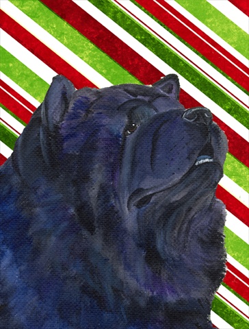 Picture of Carolines Treasures SS4570CHF 28 x 40 In. Chow Chow Candy Cane Holiday Christmas Flag Canvas- House Size