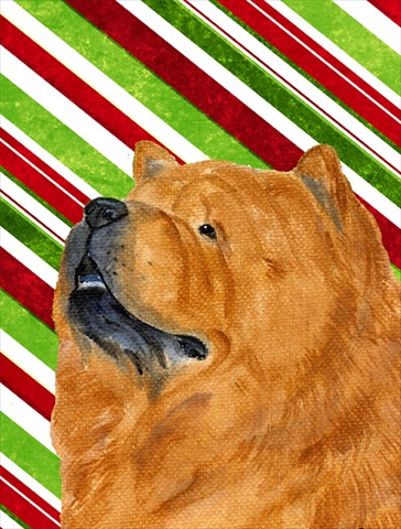 Chow Chow Candy Cane Holiday Christmas Flag Canvas - House Size