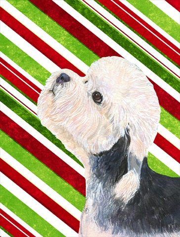 Picture of Carolines Treasures SS4572CHF 28 x 40 In. Dandie Dinmont Terrier Candy Cane Holiday Christmas Flag Canvas- House Size