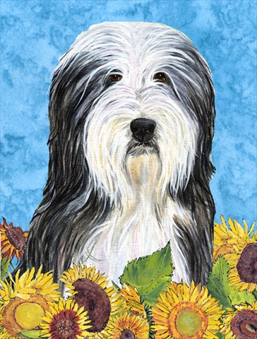 Picture of Carolines Treasures SS4130CHF 28 x 40 In. Bearded Collie Flag Canvas- House Size