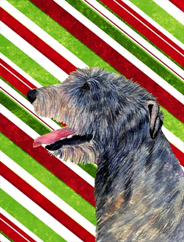 Picture of Carolines Treasures SS4575CHF 28 x 40 In. Irish Wolfhound Candy Cane Holiday Christmas Flag Canvas- House Size
