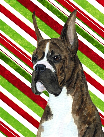 Picture of Carolines Treasures SS4577CHF 28 x 40 In. Boxer Candy Cane Holiday Christmas Flag Canvas- House Size