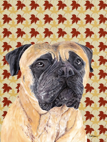 Mastiff Fall Leaves Portrait Flag Canvas- House Size