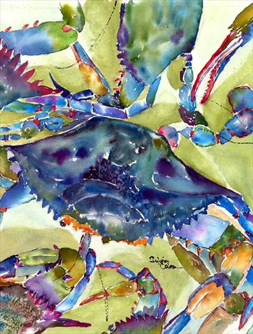 28 x 40 In. Crab All Over Flag Canvas- House Size