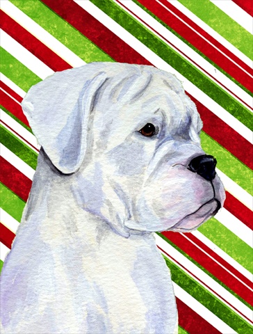 Picture of Carolines Treasures SS4578CHF 28 x 40 In. Boxer Candy Cane Holiday Christmas Flag Canvas- House Size