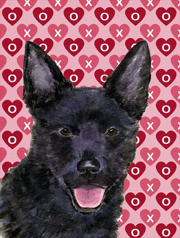 Australian Kelpie Hearts Love And Valentines Day Flag Canvas- House Size