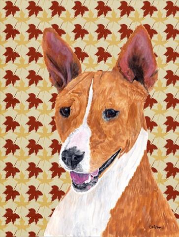 Basenji Fall Leaves Portrait Flag Canvas- House Size