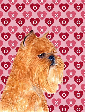 Brussels Griffon Hearts Love And Valentines Day Flag Canvas- House Size