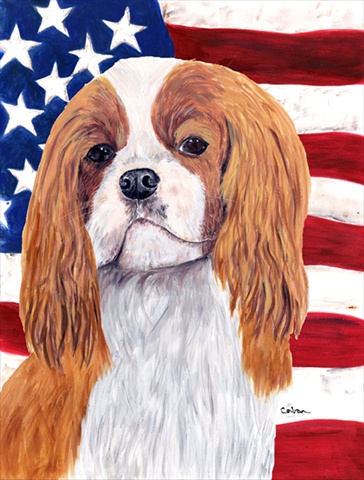 Usa American Flag With Cavalier Spaniel Flag Canvas- House Size
