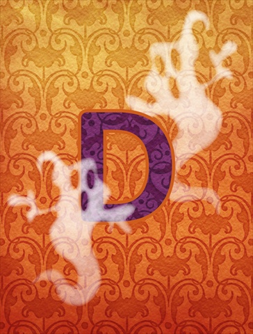 Halloween Ghost Letter D Monogram Initial Flag Canvas- House Size