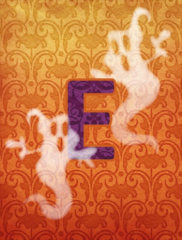 Halloween Ghost Letter E Monogram Initial Flag Canvas - House Size