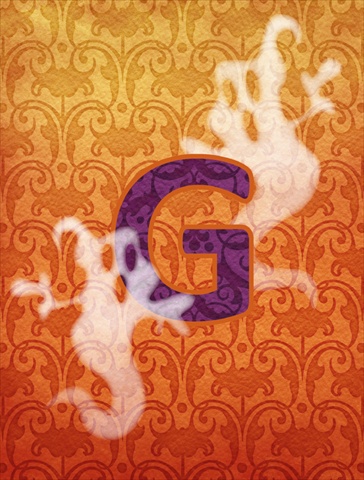 Halloween Ghost Letter G Monogram Initial Flag Canvas- House Size