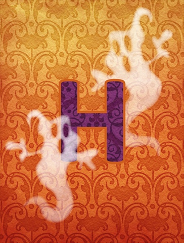 Halloween Ghost Letter H Monogram Initial Flag Canvas - House Size