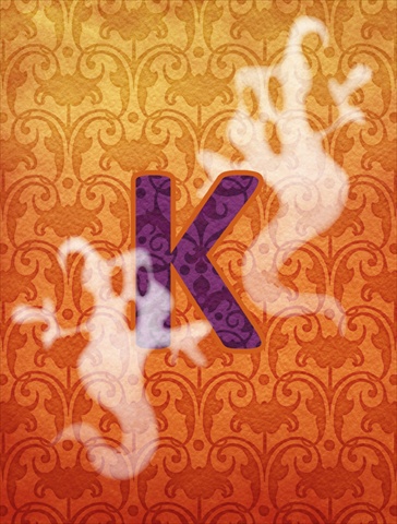 Halloween Ghost Letter K Monogram Initial Flag Canvas - House Size