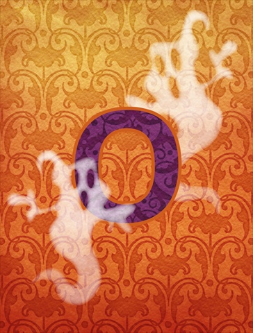 Halloween Ghost Letter O Monogram Initial Flag Canvas - House Size