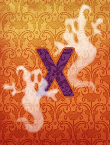 Halloween Ghost Letter X Monogram Initial Flag Canvas - House Size
