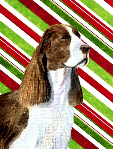 Picture of Carolines Treasures SS4582CHF 28 x 40 In. Springer Spaniel Candy Cane Holiday Christmas Flag Canvas- House Size