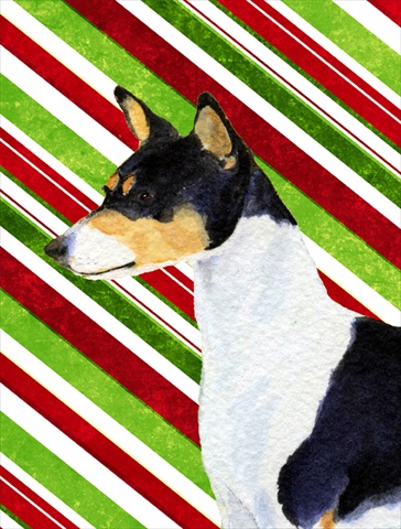 Picture of Carolines Treasures SS4583CHF 28 x 40 In. Basenji Candy Cane Holiday Christmas Flag Canvas- House Size