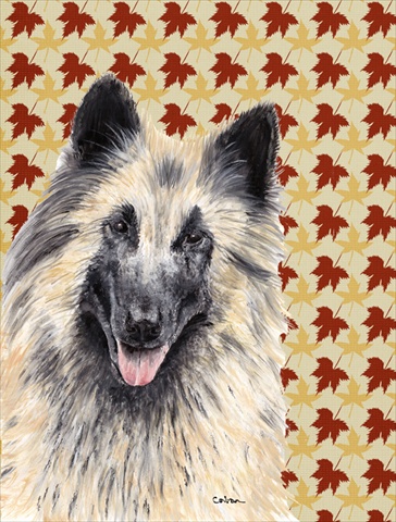 Belgian Tervuren Fall Leaves Portrait Flag Canvas- House Size