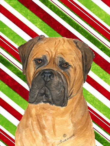Picture of Carolines Treasures SS4586CHF 28 x 40 In. Bullmastiff Candy Cane Holiday Christmas Flag Canvas- House Size
