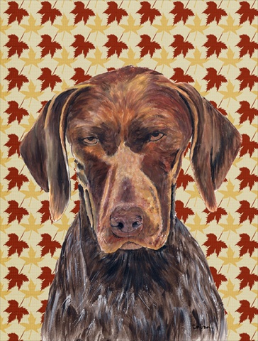 German Shorthaired Pointer Fall Leaves Portrait Flag Canvas- House Size