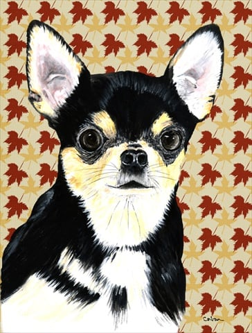 Chihuahua Fall Leaves Portrait Flag Canvas- House Size