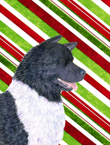 Picture of Carolines Treasures SS4590CHF 28 x 40 In. Akita Candy Cane Holiday Christmas Flag Canvas- House Size