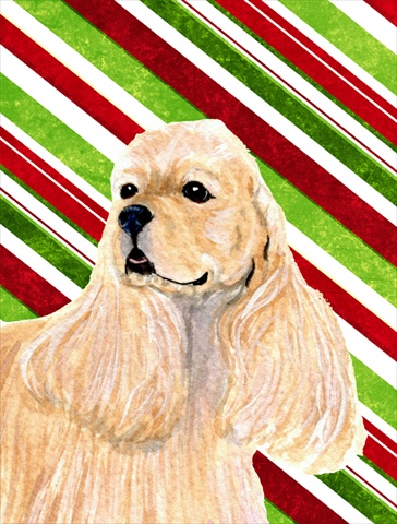 11 x 15 In. Cocker Spaniel Candy Cane Holiday Christmas Flag, Garden Size