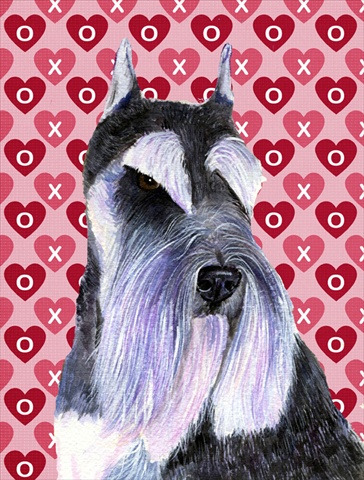 Schnauzer Hearts Love Valentines Day Flag Canvas- House Size