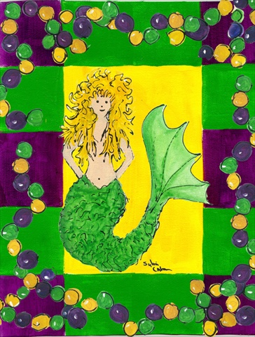 11 x 15 In. Mardi Gras Mermaid Flag, Garden Size