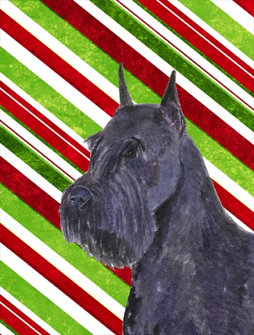 Schnauzer Candy Cane Holiday Christmas Flag Canvas - House Size