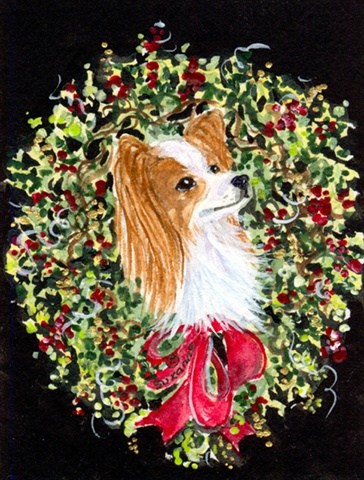 Picture of Carolines Treasures SS8953CHF 28 x 40 In. Christmas Wreath Papillon Flag Canvas- House Size