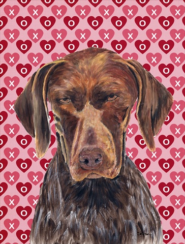 German Shorthaired Pointer Hearts Love Valentines Day Flag Canvas- House Size