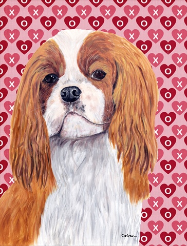 Cavalier Spaniel Hearts Love And Valentines Day Flag Canvas- House Size