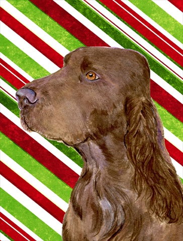 Picture of Carolines Treasures SS4594CHF 28 x 40 In. Field Spaniel Candy Cane Holiday Christmas Flag Canvas- House Size