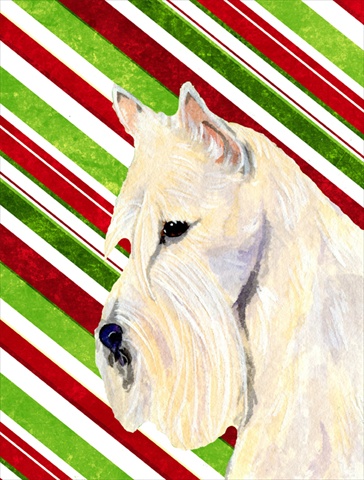 Picture of Carolines Treasures SS4599CHF 28 x 40 In. Scottish Terrier Candy Cane Holiday Christmas Flag Canvas- House Size