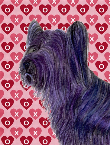 Skye Terrier Hearts Love Valentines Day Flag Canvas- House Size