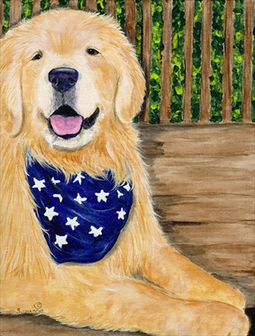 Picture of Carolines Treasures SS8972CHF 28 x 40 In. Golden Retriever Flag Canvas- House Size