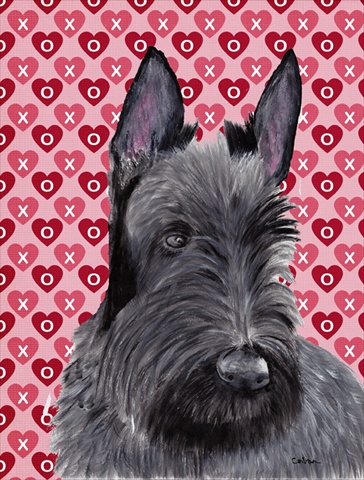 Scottish Terrier Hearts Love And Valentines Day Flag Canvas- House Size