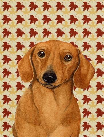 Dachshund Fall Leaves Portrait Flag - Garden Size