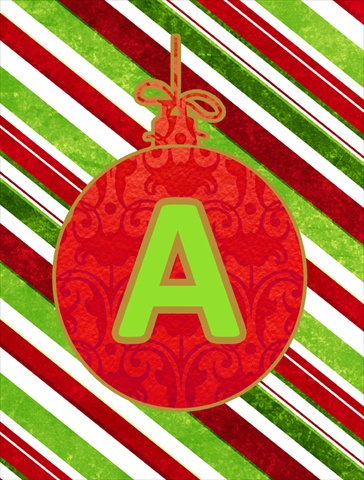 Christmas Ornament Holiday Letter A Monogram Initial Flag - House Size